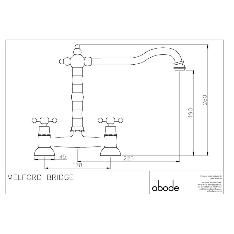 Abode Designs Melford Kitchen Faucet, Brushed Nickel