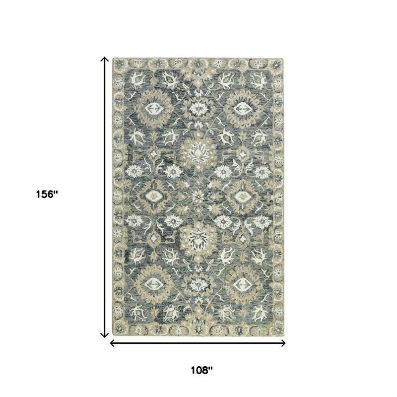 Tapis crocheté à la main 9 pi x 13 pi ivoire et beige