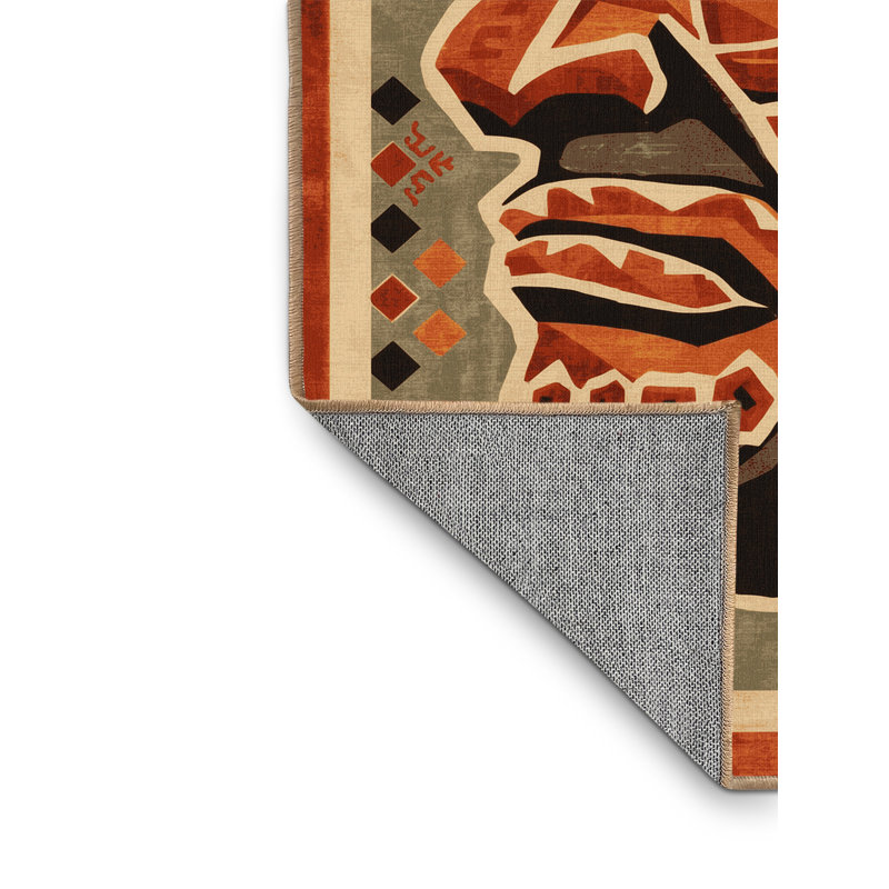 Tapis lavable à la machine à motif de blocs de pierre classique Brennan Olmec, 3 X 5