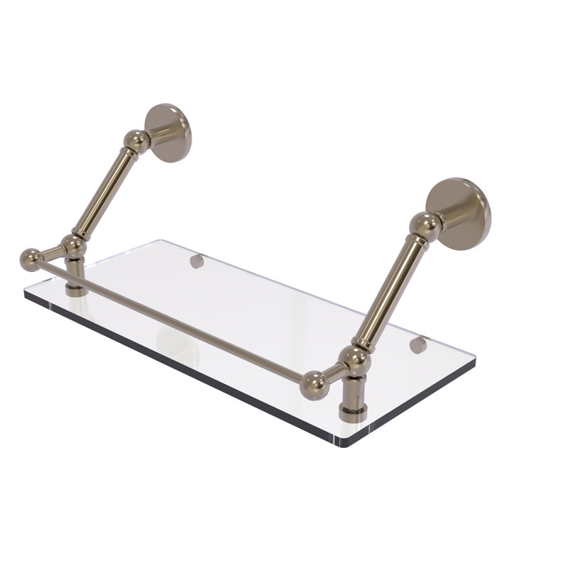 Tablette flottante Dalston avec barre de galerie, Étain antique, H 8 po x l 18 po x P 8,6 po