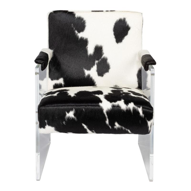 Holloway Leather Armchair, Black/White Genuine Leather