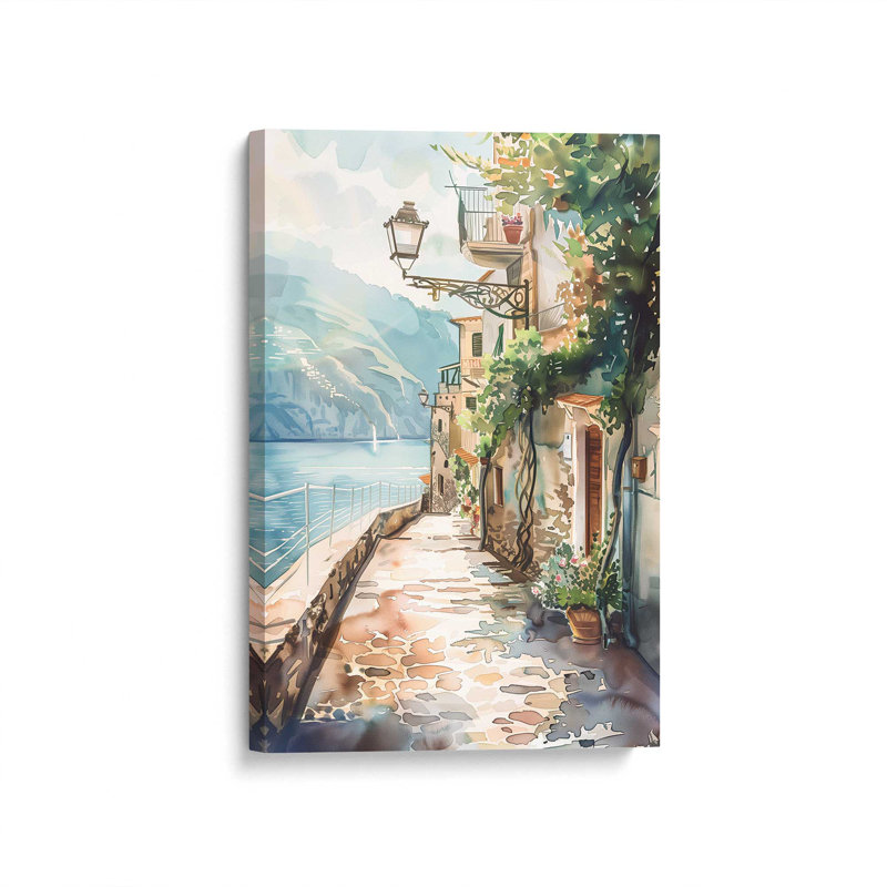 «Coastal Greeting V2», reproduction d'art encadrée sur toile par Azure Artisanal Studio, Toile tendue