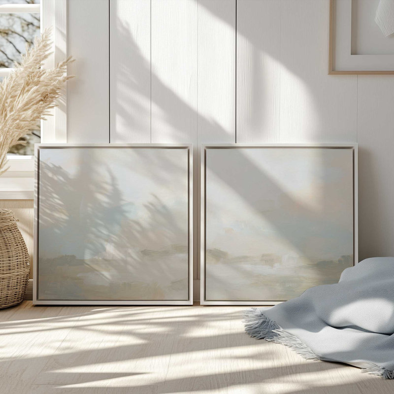 Dawn's Soft Light - ensemble de 2, H 17 po x l 34 po, Cadre flottant blanc opaque