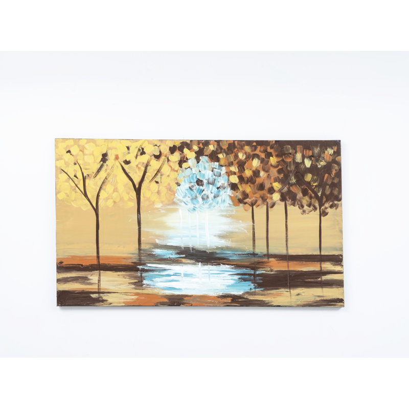 Peinture sur toile jaune moutarde envoûtante, 47 po x 27 po, peinte à la main pour l'automne 27 po