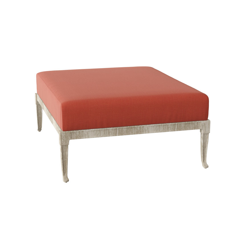 Wiltshire Outdoor Ottoman, Weathered White, Fairview Indigo Abstract Sunbrella®