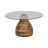Verniece Coffee Table Wood Glass Metal Base Modern Sculptural Design with Sleek Round Top and Decorative Mixed-Material Construction for Contemporary Versatile Living Room Appeal