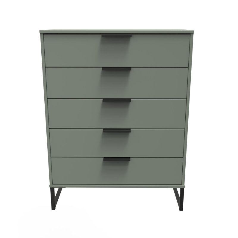 Turah 77cm W 5 - Drawer Chest of Drawers, Reed Green