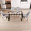 Ensemble de table de salle à manger moderne en verre noir, mobilier de cuisine compact pour 4