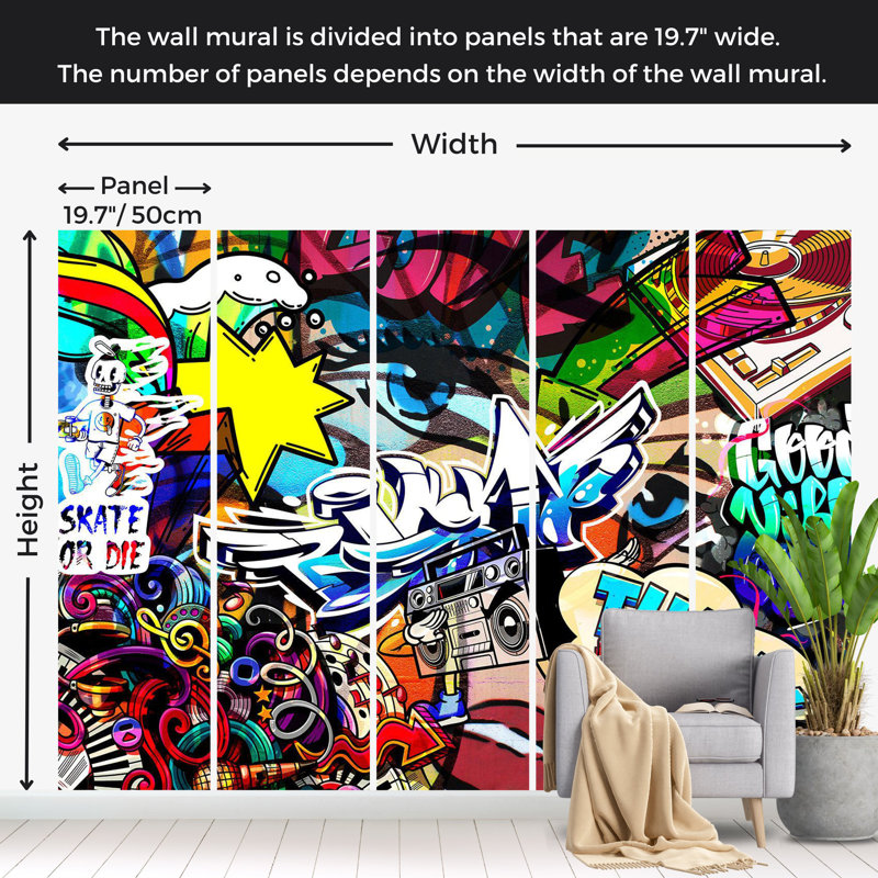 Papier peint Street Art - Langage de la ville, L 55 po x l 78 po