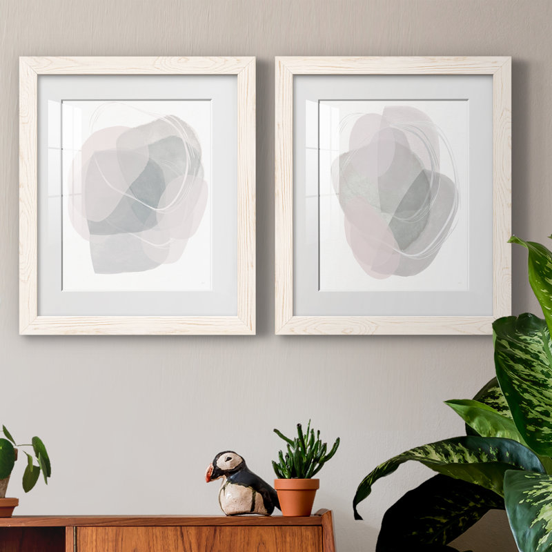 River Jewels I - ensemble de 2 peintures, Papier encadré blanc, H 24 po x l 36 po x P 1,5 po