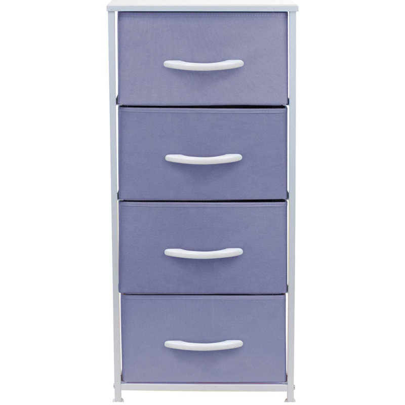 Commode 4 tiroirs - Aqua, Mauve / Blanc
