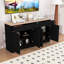 Buffet rustique multifonctionnel avec tablettes réglables et beaucoup de rangement-112438810
