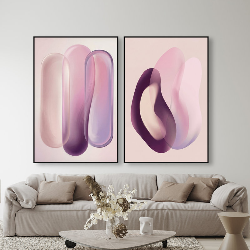 Berry Love Set Set by Oliver Gal, 92"H x 62"W, Black Floater Frame