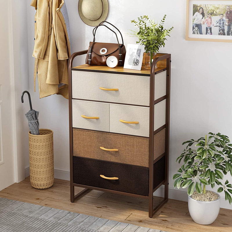 Commode 5 tiroirs 23,2 po Darniece, Chocolat