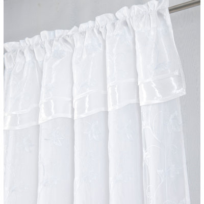Dahal Embroidered Window Curtain Panel with Attached Valance