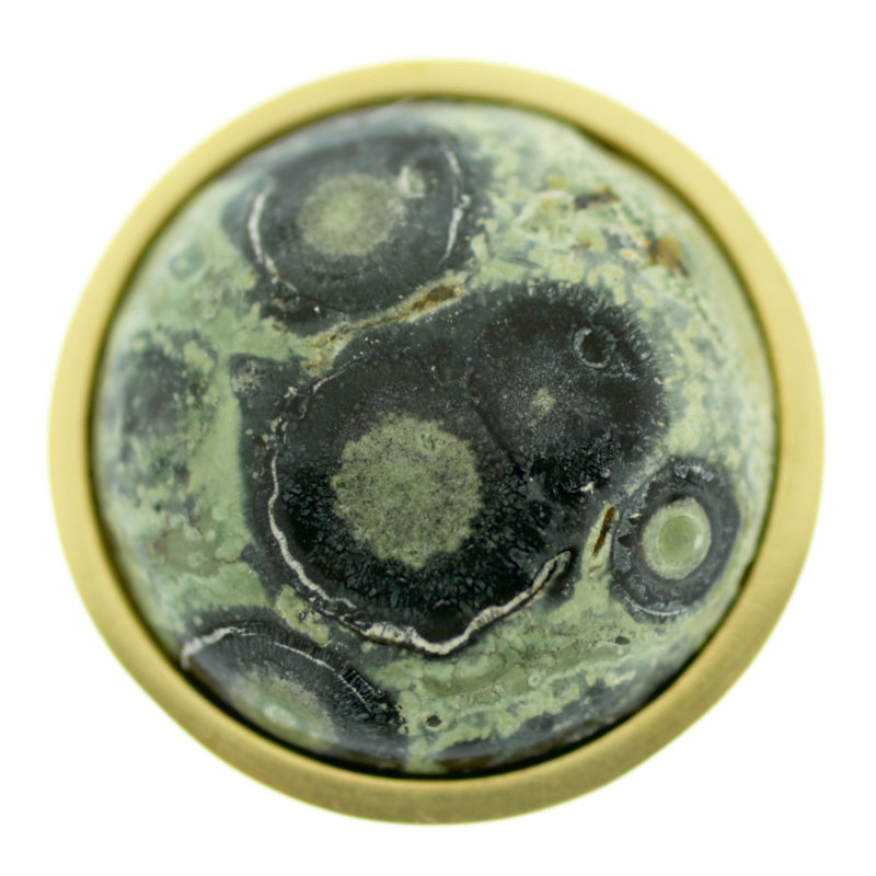 Poignée champignon crocodile de 1,25 po de diamètre, Nickel satiné / vert / noir