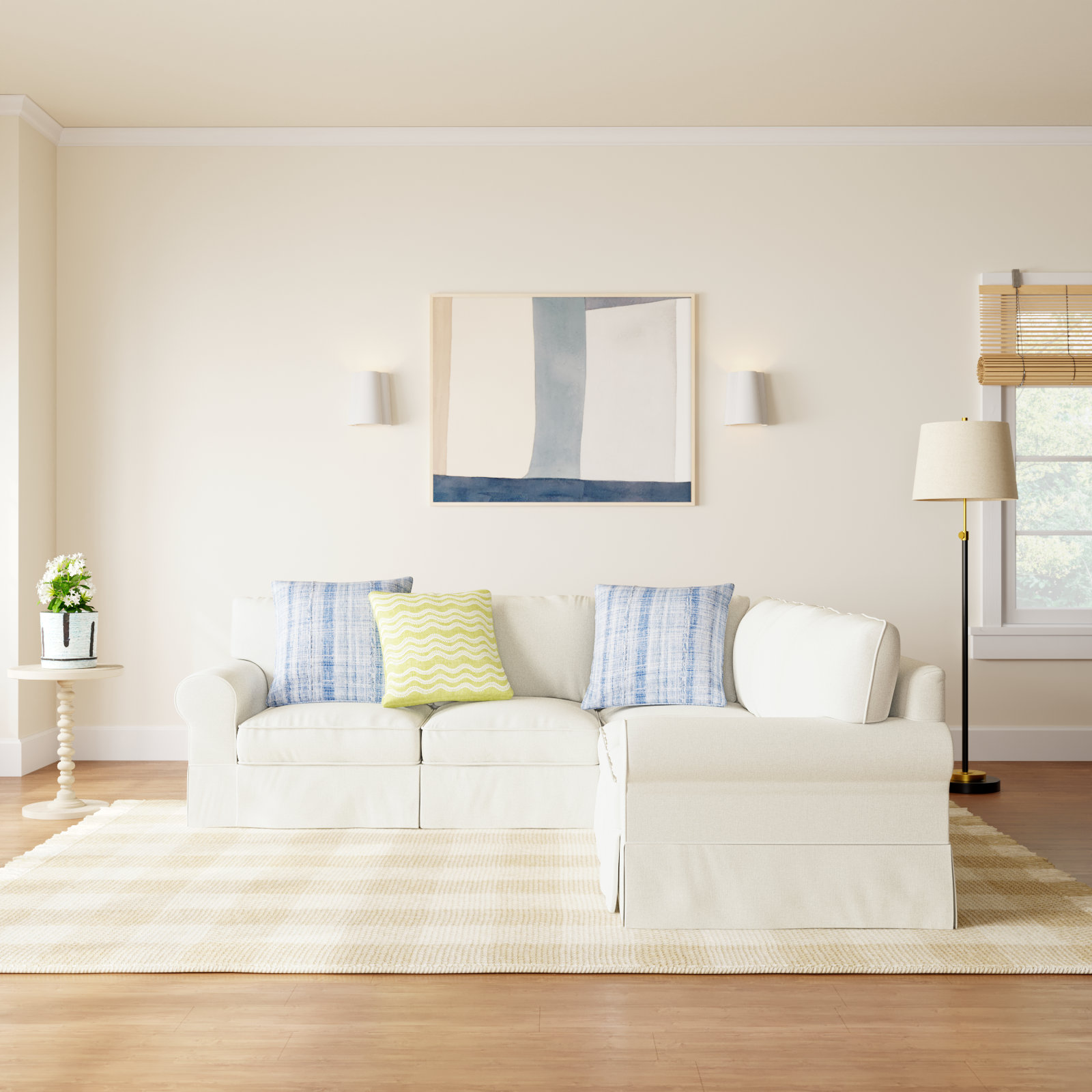 Amari 94" Wide Corner Sectional, Classic Bleach White Twill, Right Hand Facing