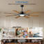 Ventilateur de plafond 62 po Modern Farmhouse avec lumière DEL et télécommande, noir-1170278734