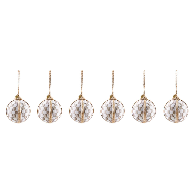 Mocha Check Fabric Medium Ball Ornaments