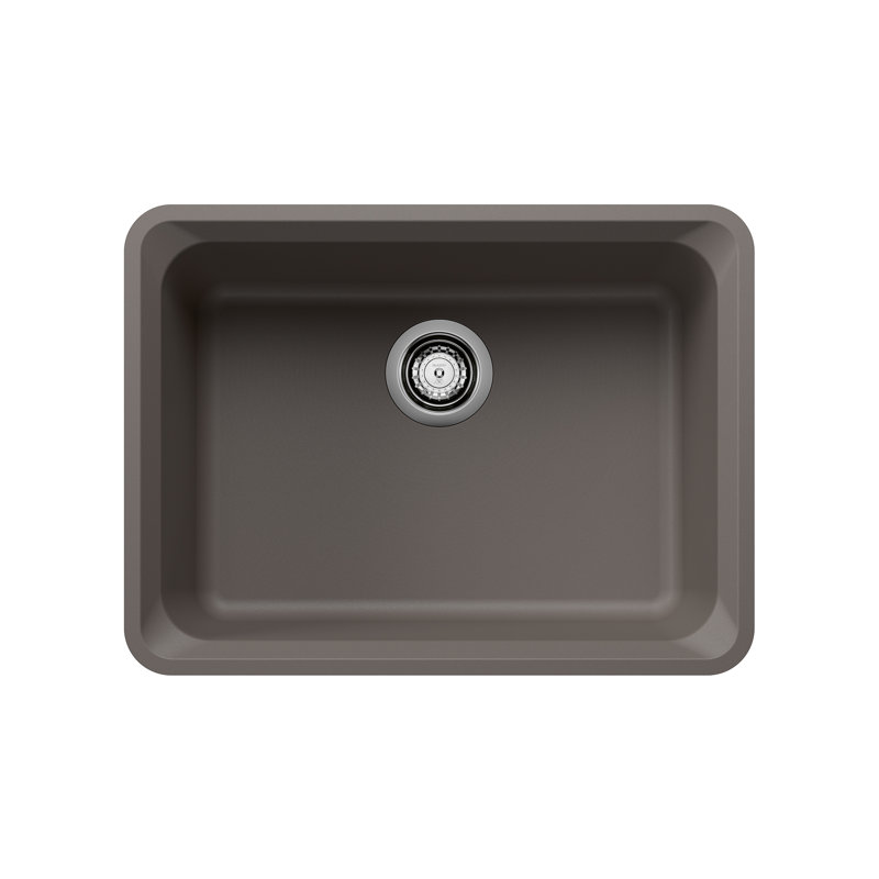 Évier de cuisine en granite avec crépine L 24 po x l 18 po Vision, Noir charbon