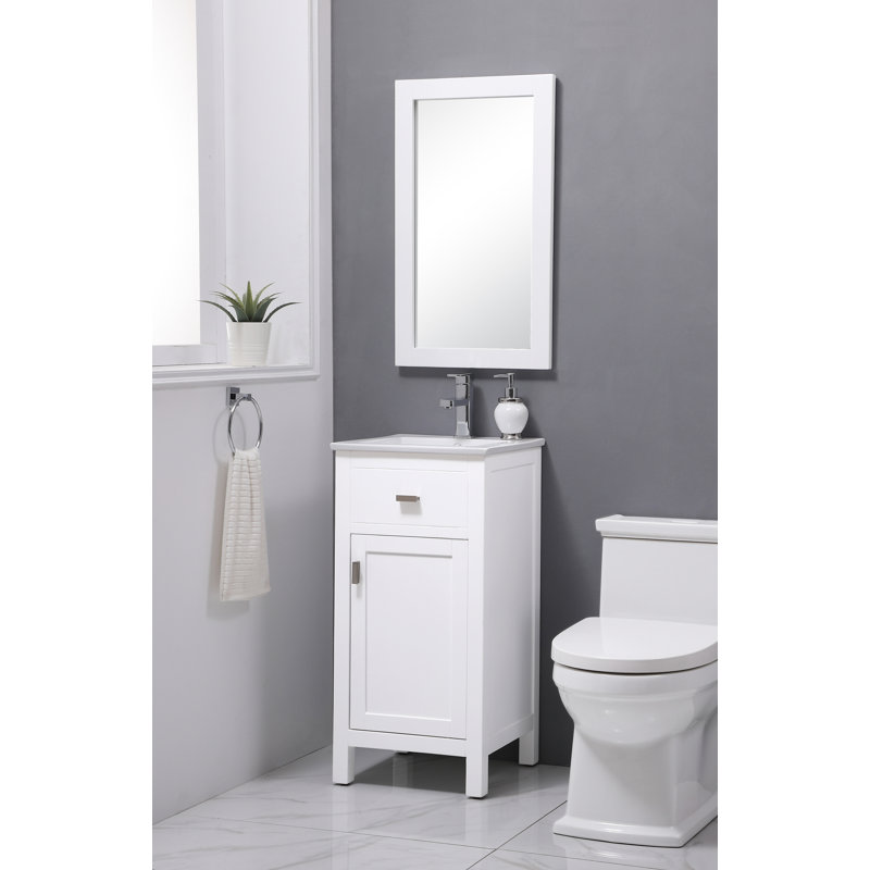 Alessandro 16.38'' Single Bathroom Vanity with Ceramic Top, White