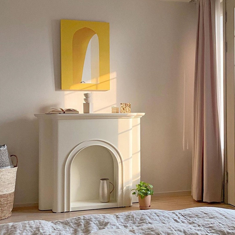 White Manufactured Wood Freestanding Fireplace
