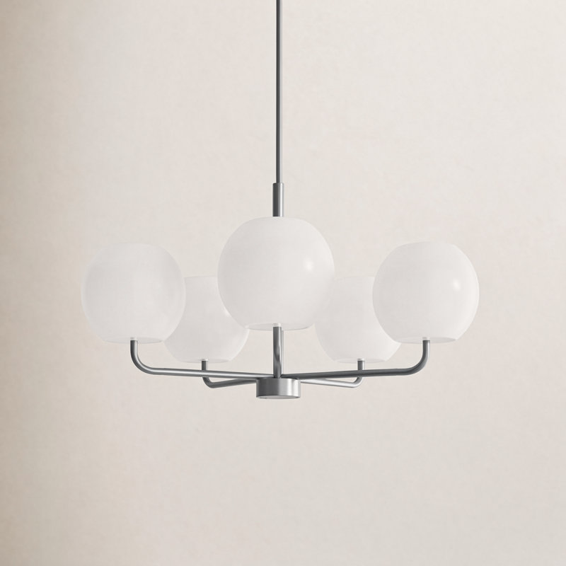 Lustre à 5 lumières Jorund, Nickel brossé, Non