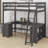 Loft Bed With U-Shaped Desk, Drawers And Storage Shelves-1824986476