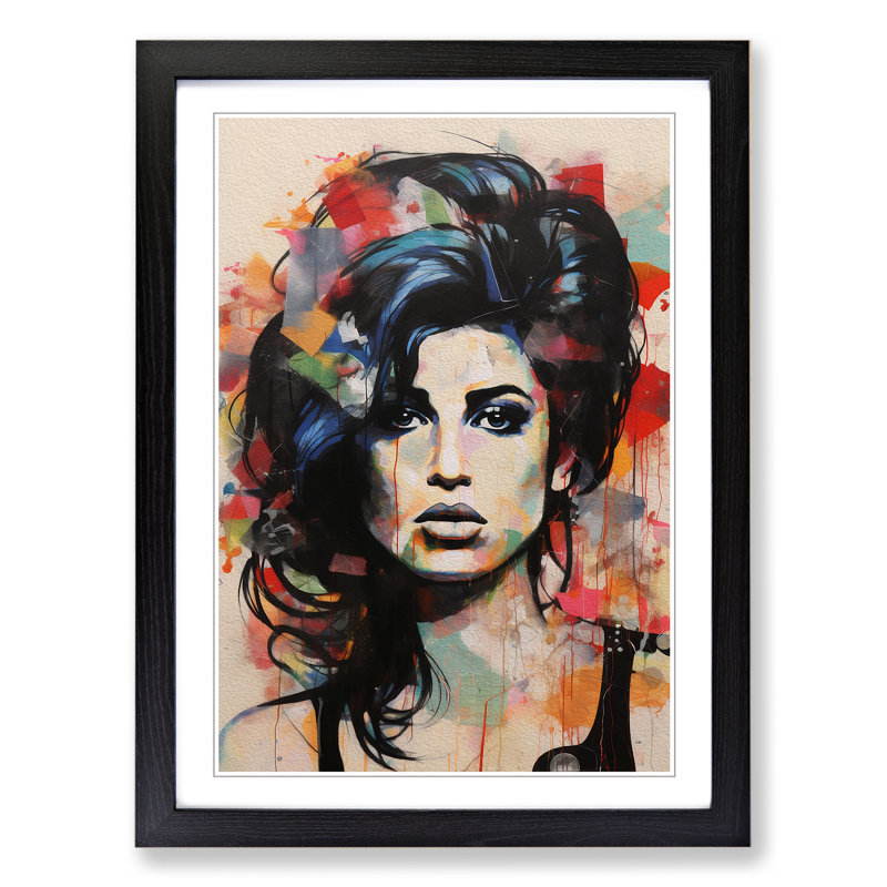 Amy Winehouse Constructivism - Framed Print, Black, 34cm H x 25cm W x 2cm D