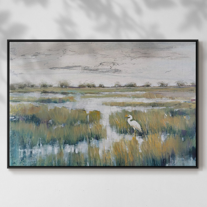 Marshland View VI, reproduction d'art sur toile, Cadre noir, H 27 po x l 41 po x P 2 po