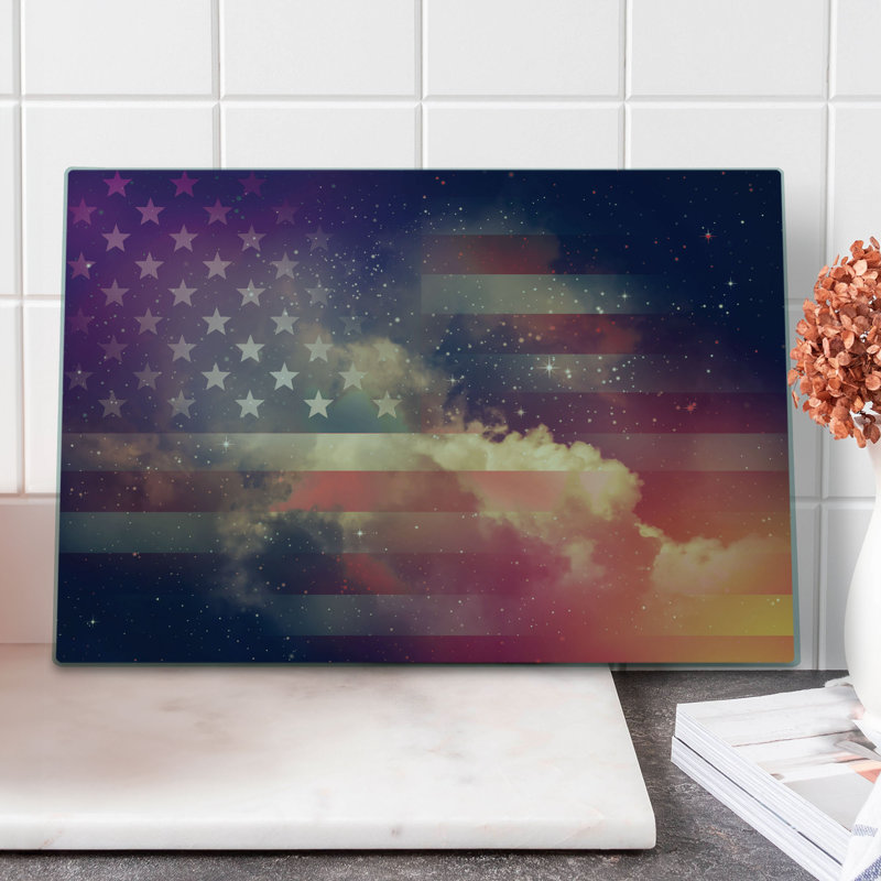 Ambesonne Outer Space Cutting Board Large Size Cloudy Night USA Multicolor