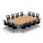 Rectangle 14 Person Flip Top 72'' L Modular Training Table and Chair Set with Casters and Modesty Panel and Cable Management