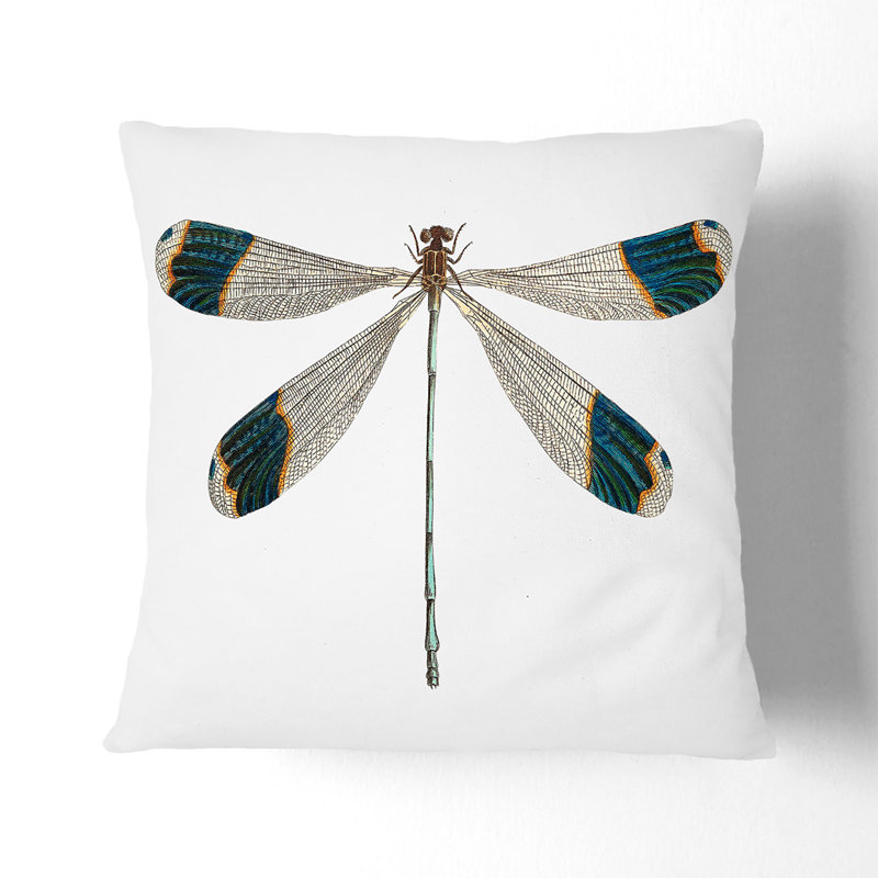 Blue-Tipped Dragonfly Square Throw Cushion, 55cm H x 55cm W x 20cm D