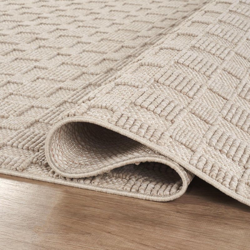 Abani Rugs LUC150B Grid Loop Texture Beige Area Rug, Rectangle 4' x 6'