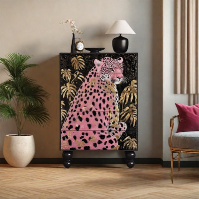 Armoire de rangement en pin massif avec tiroirs multiples