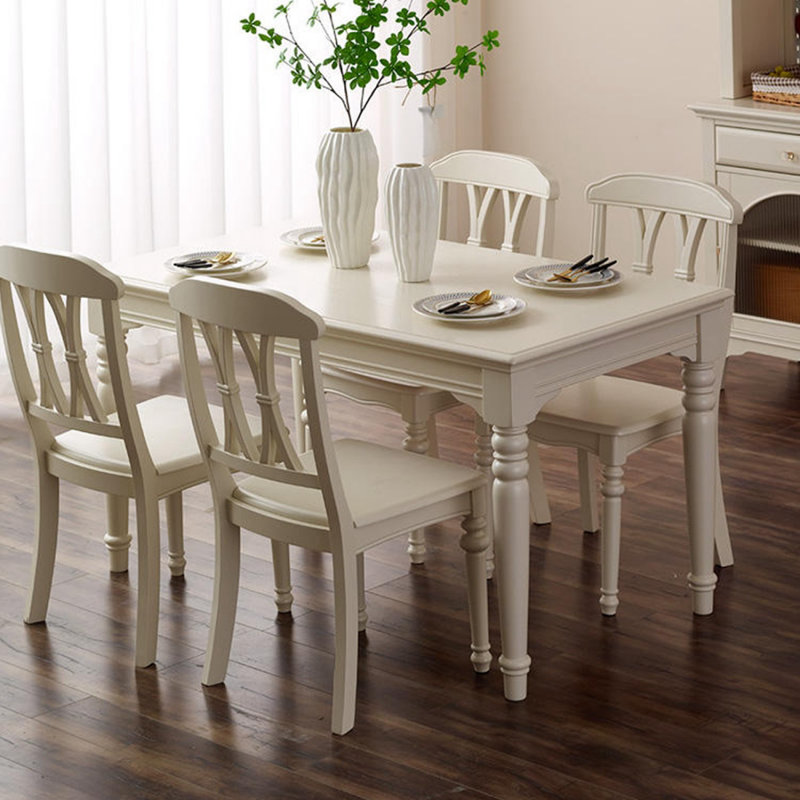 White Rectangular Solid Dining Table For Dining Room/Kitchen