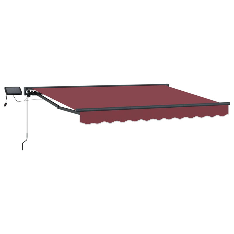 VidaXL Polyester Cover Retractable Patio Awning, Burgundy/Black, 250cm W x 200cm D
