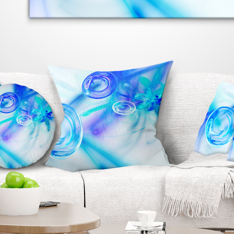 Bureau Fractal - Coussin imprimé abstrait, 18 po x 18 po, Carré, Blanc