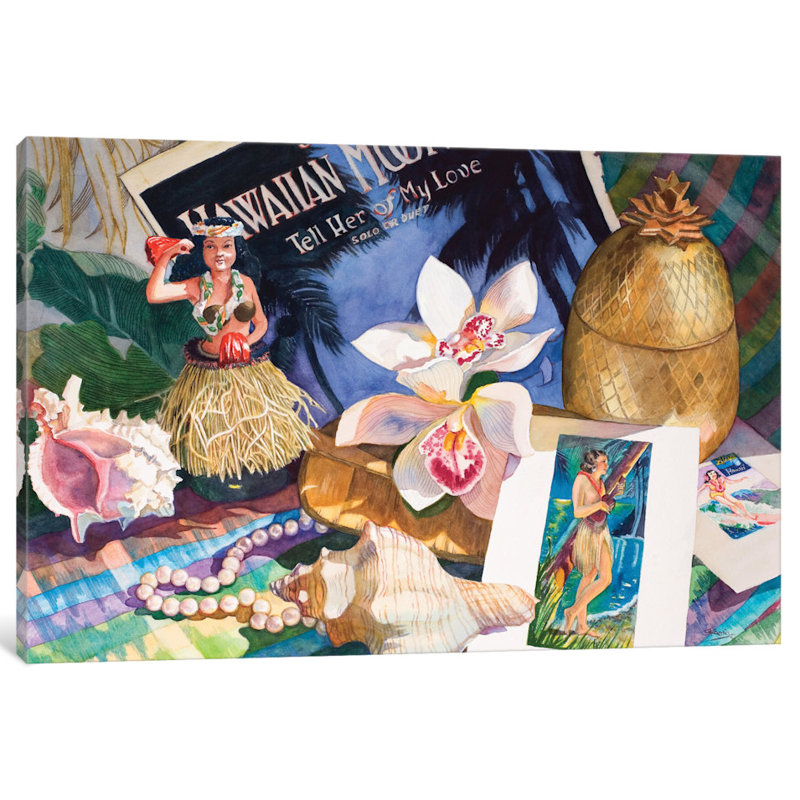 « hawaii moonlight », reproduction d’art sur toile, H 18 po x l 26 po x P 1,5 po