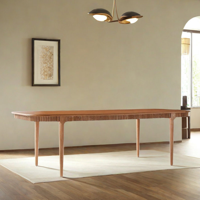 Oak Solid Wood Dining Table, 35.43" W x 86.61" L