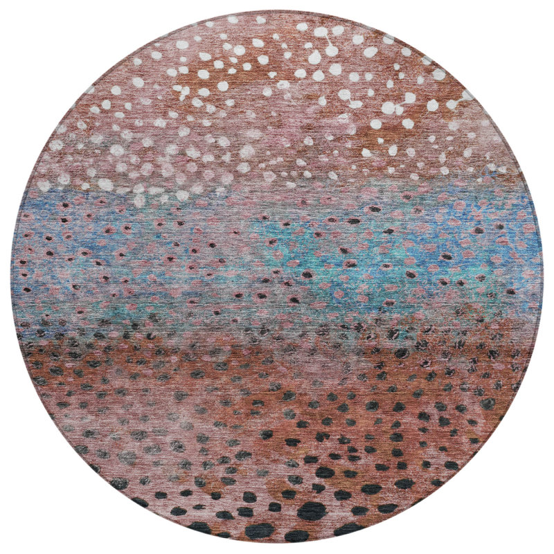 Nuvane Orange Washable Indoor-Outdoor Rug - , 8' x 8'