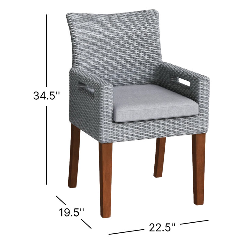 Fauteuil rembourré Fleur en rotin de couleur grise Fleur