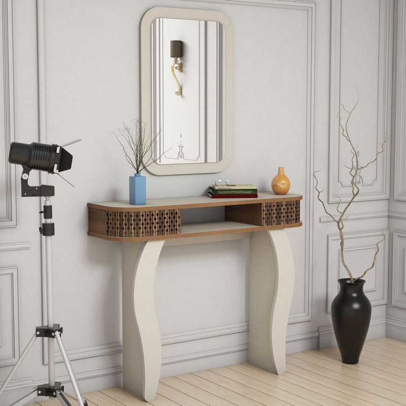 Abeel Dressing Table with Mirror, Cream
