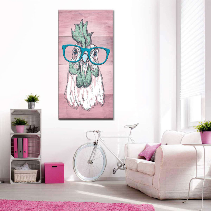 «Four Eyed Chicken» sur toile, H 42 po x l 21 po x P 1,25 po