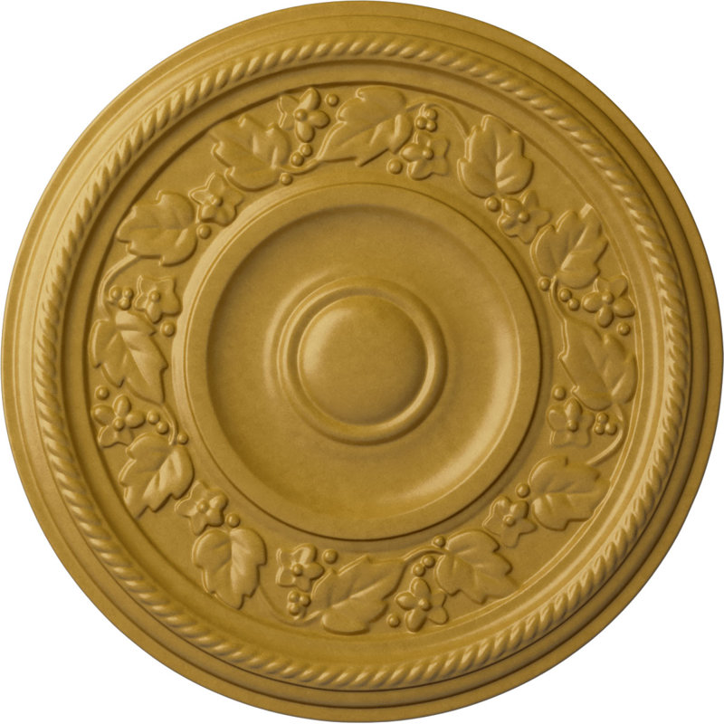 Médaillon de plafond Endurathane Tyrone, DO 16 1/8 po x P 3/4 po (convient aux auvents jusqu'à 6 3/4 po), fini or irisé peint à la main
