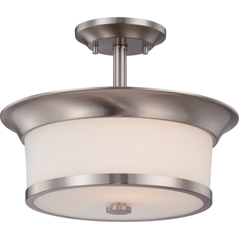 Angyl Glass Semi Flush Mount, Brushed Nickel