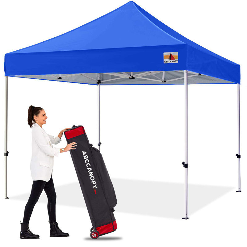 Abri instantané commercial 10 pi The Pop Up Canopies L 10 pi. D Auvent escamotable en métal, Bleu