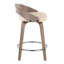 Tabouret de comptoir 24 po à hauteur fixe avec pivot en bois gris clair et similicuir crème avec repose-pieds rond en métal chromé - tabouret de comptoir 2 pièces crème