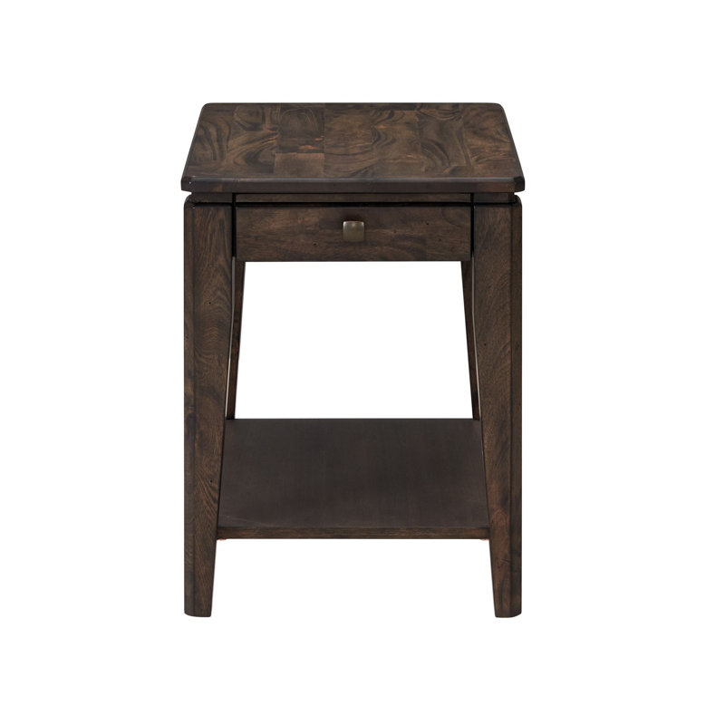 Rabea Solid Wood End Table with Storage