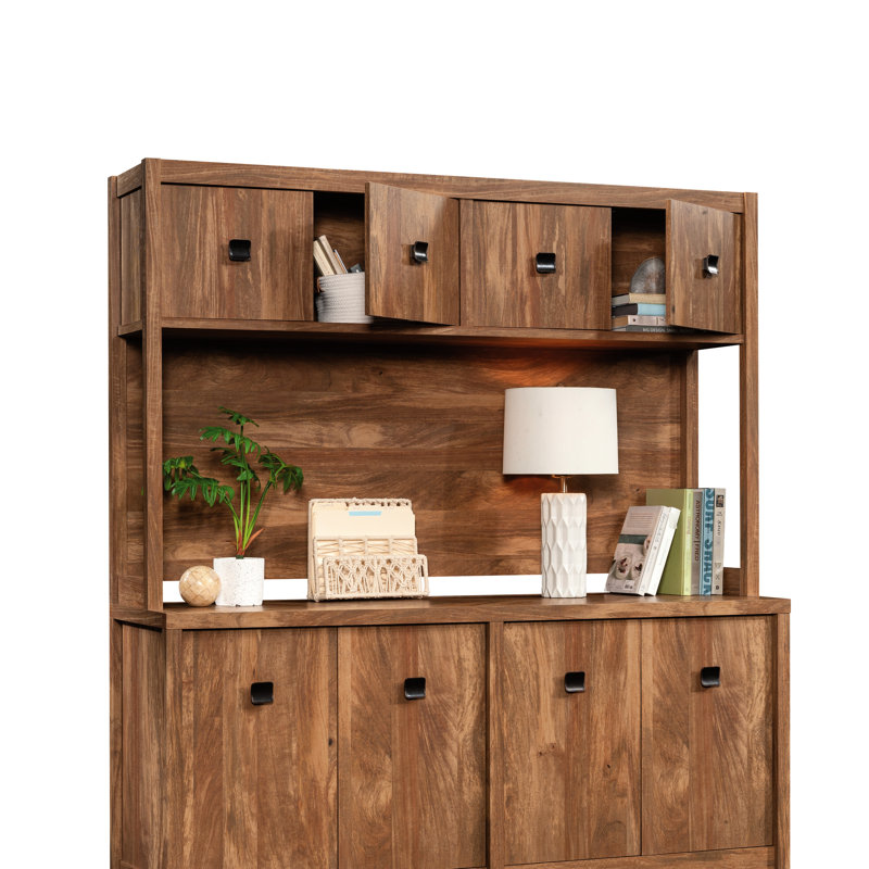 Brun rustique, idéal pour la salle à manger et le bureau - Rangement dissimulé, compatible avec les bureaux assortis, point focal élégant en bois d'ingénierie à utilisation multifonctionnelle, pour la maison, la construction
